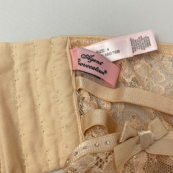 Agent Provocateur Davinah Nude Swarovski Suspender AP4 Large New - Picture 13 of 15